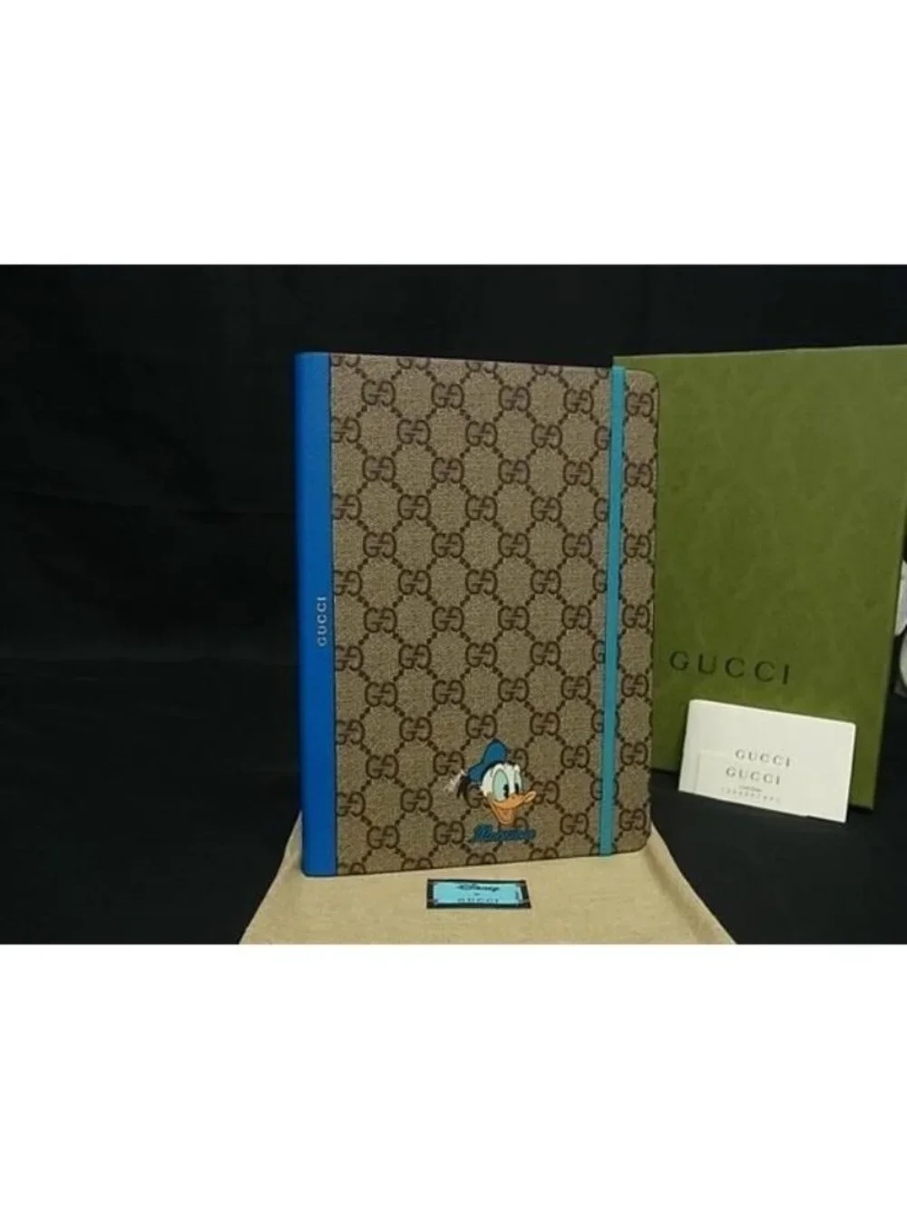 Gucci GG Pattern Disney Collaboration Donald Duck Leather Notebook